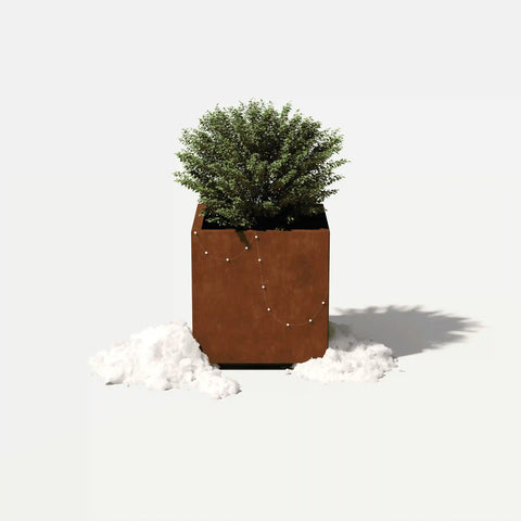 corten cube planter