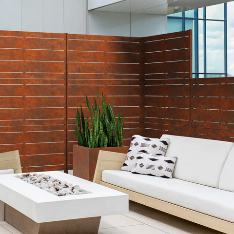 corten linear privacy screen set