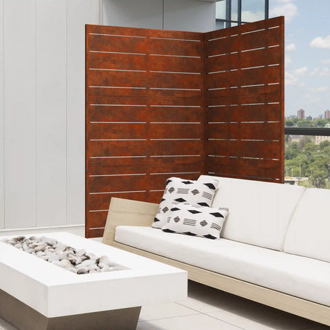 corten linear privacy screen set