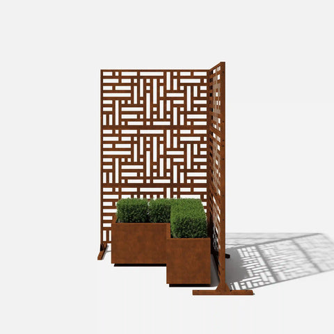 corten blocks privacy screen set