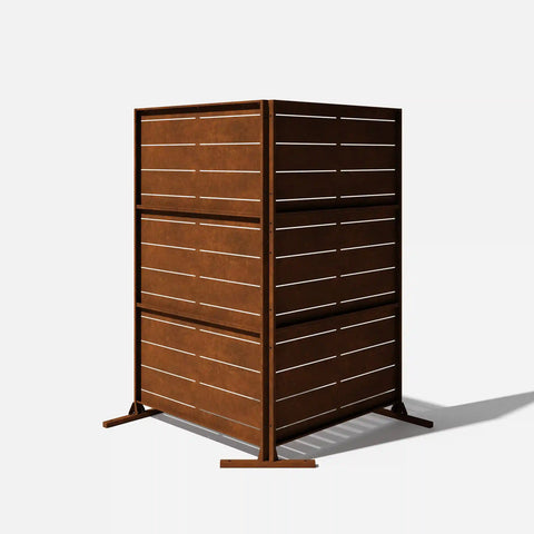 corten linear privacy screen set