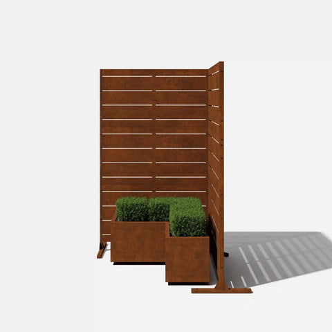 corten linear privacy screen set