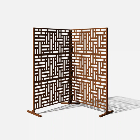 corten blocks privacy screen set