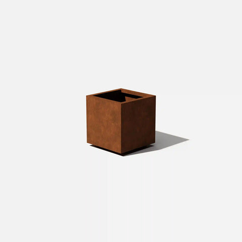 corten cube planter