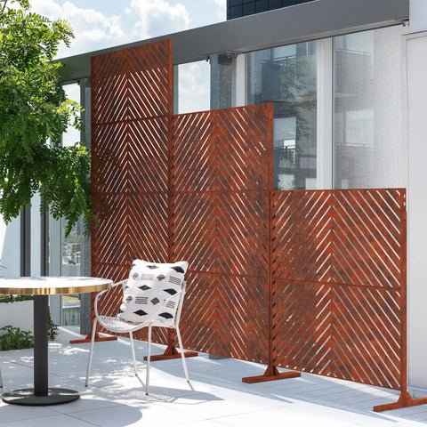 corten arrow privacy screen set