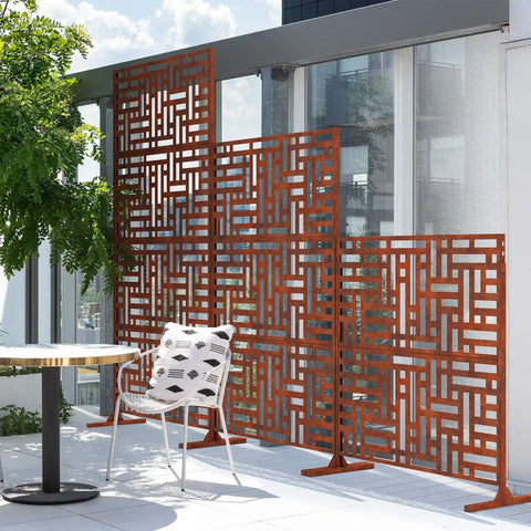 corten blocks privacy screen set