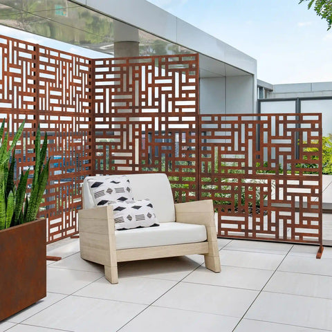 corten blocks privacy screen set