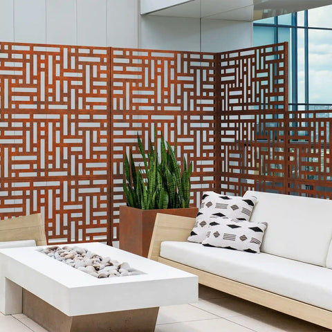 corten blocks privacy screen set