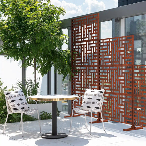 corten blocks privacy screen set
